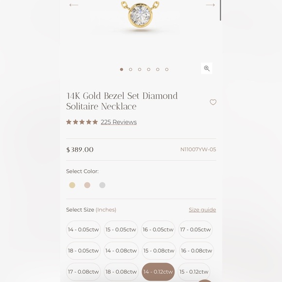 14K Gold Bezel Set Diamond Solitaire Necklace - Picture 10 of 11